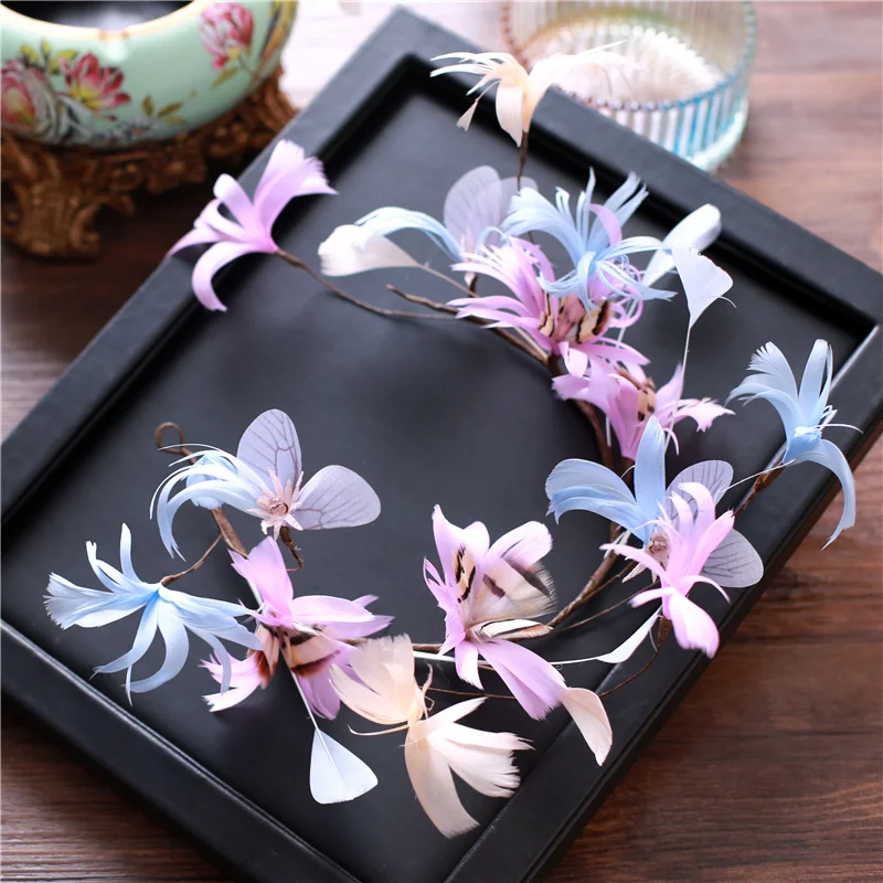 Супер сказочные синие фиолетовые розовые перья цветок ручной работы фотообои