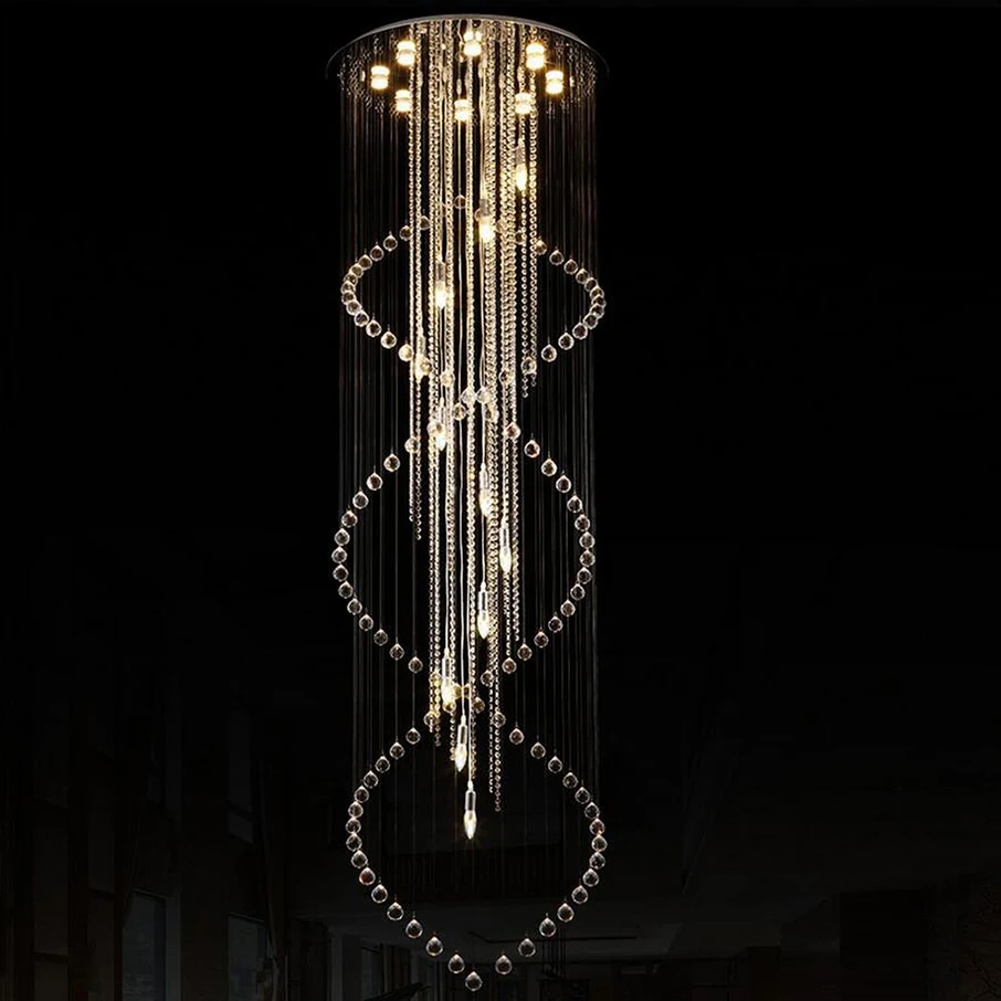 Креативная длинная хрустальная люстра на спирали Современная Подвесная лампа