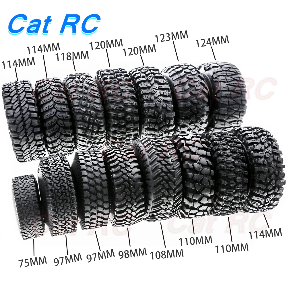 

4pcs 1.9 inch Tire Rubber Wheel Tires Tyre for 1:10 RC Rock Crawler TRX4 Bronco D90 D110 Axial scx10 90046 RC4WD CC01 TF2 catRC