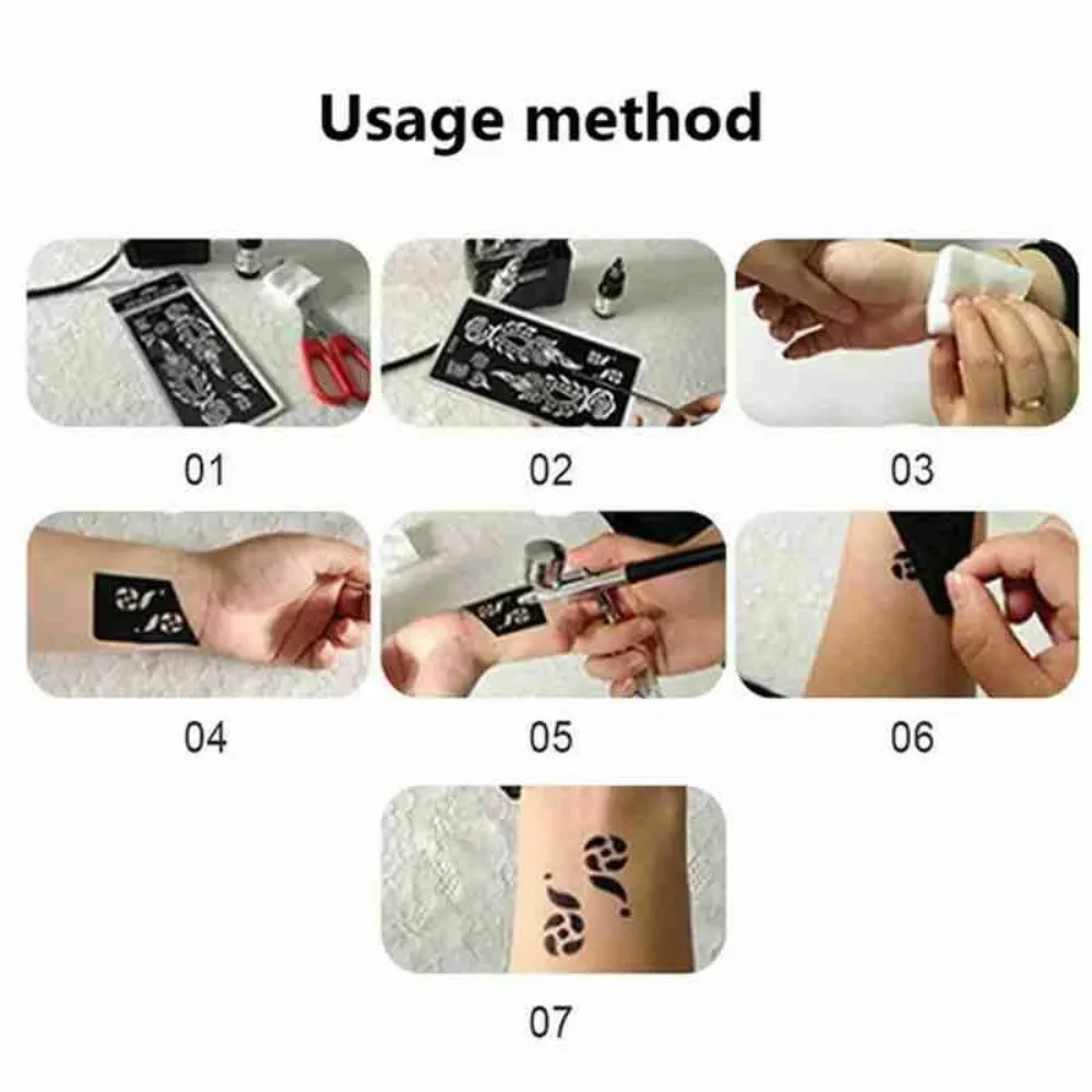 

2021 Temporary Tattoo Stencil Body Art Men Women Indian Henna Pattern Beauty Waterproof Fake Arm Hand Reuse Tatoo