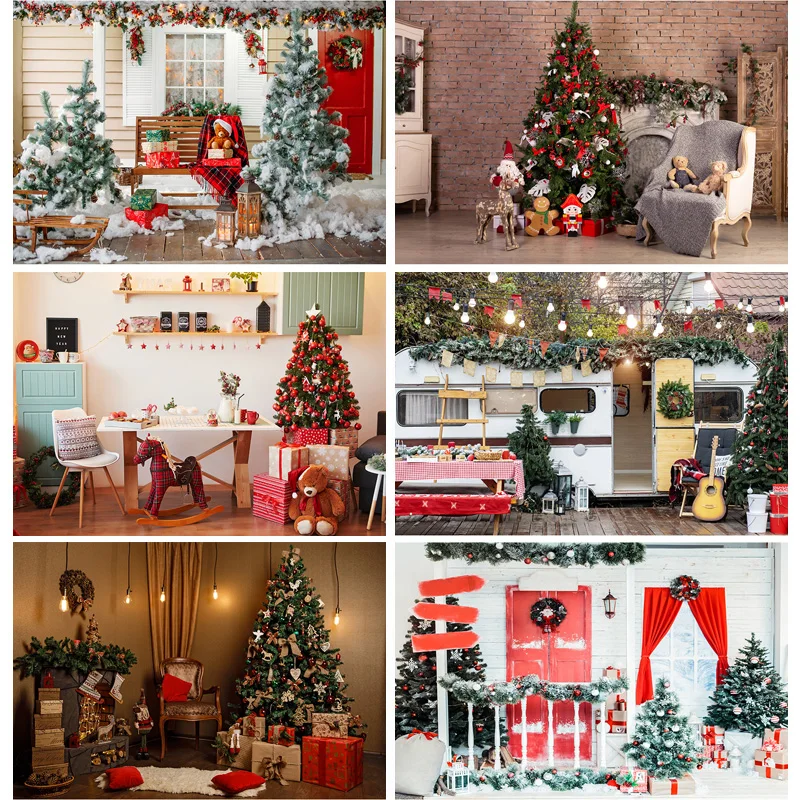 

SHUOZHIKE Christmas Theme Photography Background Indoor Christmas Tree Baby Portrait Backdrops For Photo Studio Props STL-01