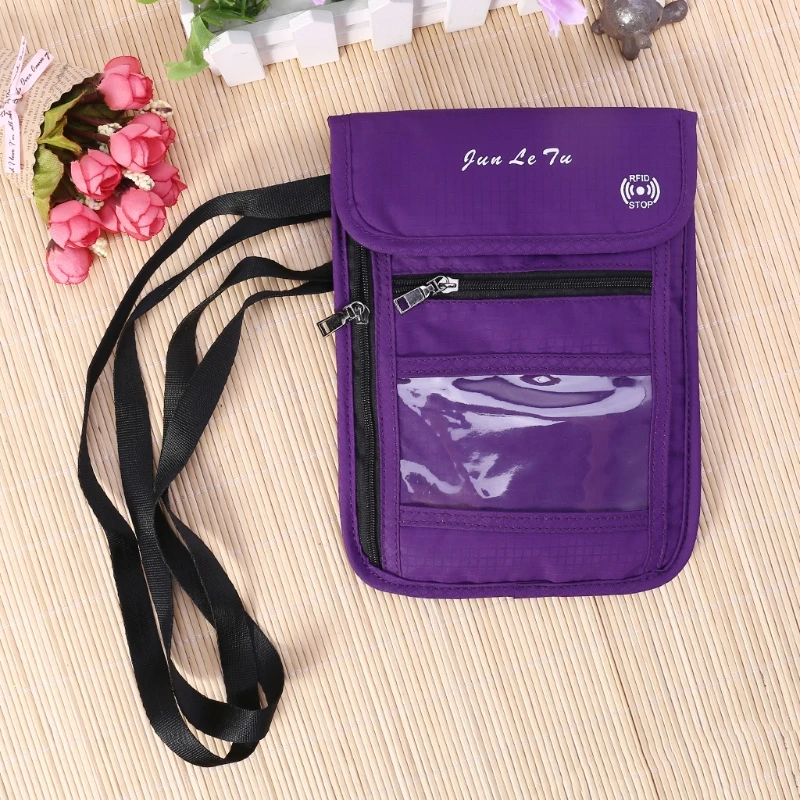 Мода Дорожная сумка с функцией блокировки RFID кошелек Шея для карт денежный