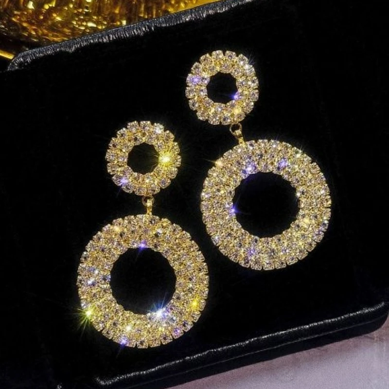 Style6 Golden Модные геометрические серьги с кристаллами для женщин, трендовые квадратные круглые Висячие серьги, золотые серебряные Серьги Brincos Boho Jewlery - Окраска металла: Style6 Golden