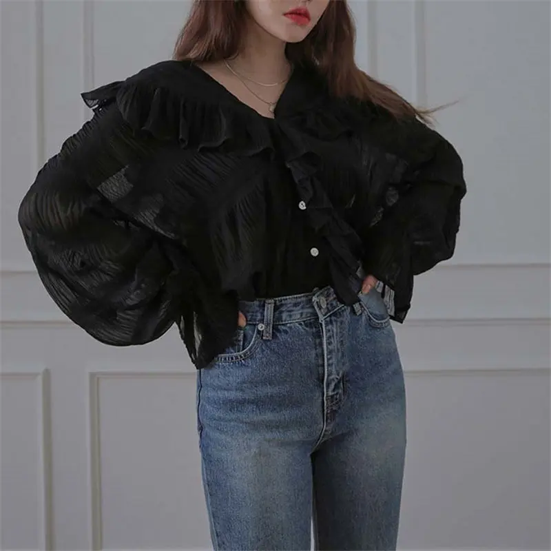 Блузка Alien Kitty Женская с V образным вырезом однотонная элегантная Свободная