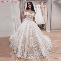 luxury ball gowns lace appliques wedding dresses 2022 vestidos de noiva princess robe de mariee off the shoulder bride dresses