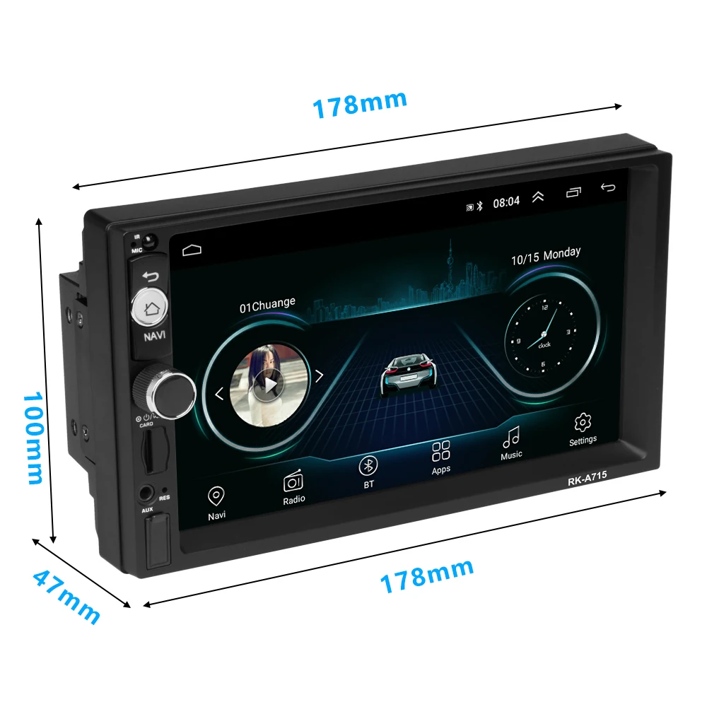 Podofo 2din Android8.1 " сенсорный экран автомобильный Радио мультимедийный плеер gps Nav Wifi MP5 зеркальное соединение аудио стерео для универсального