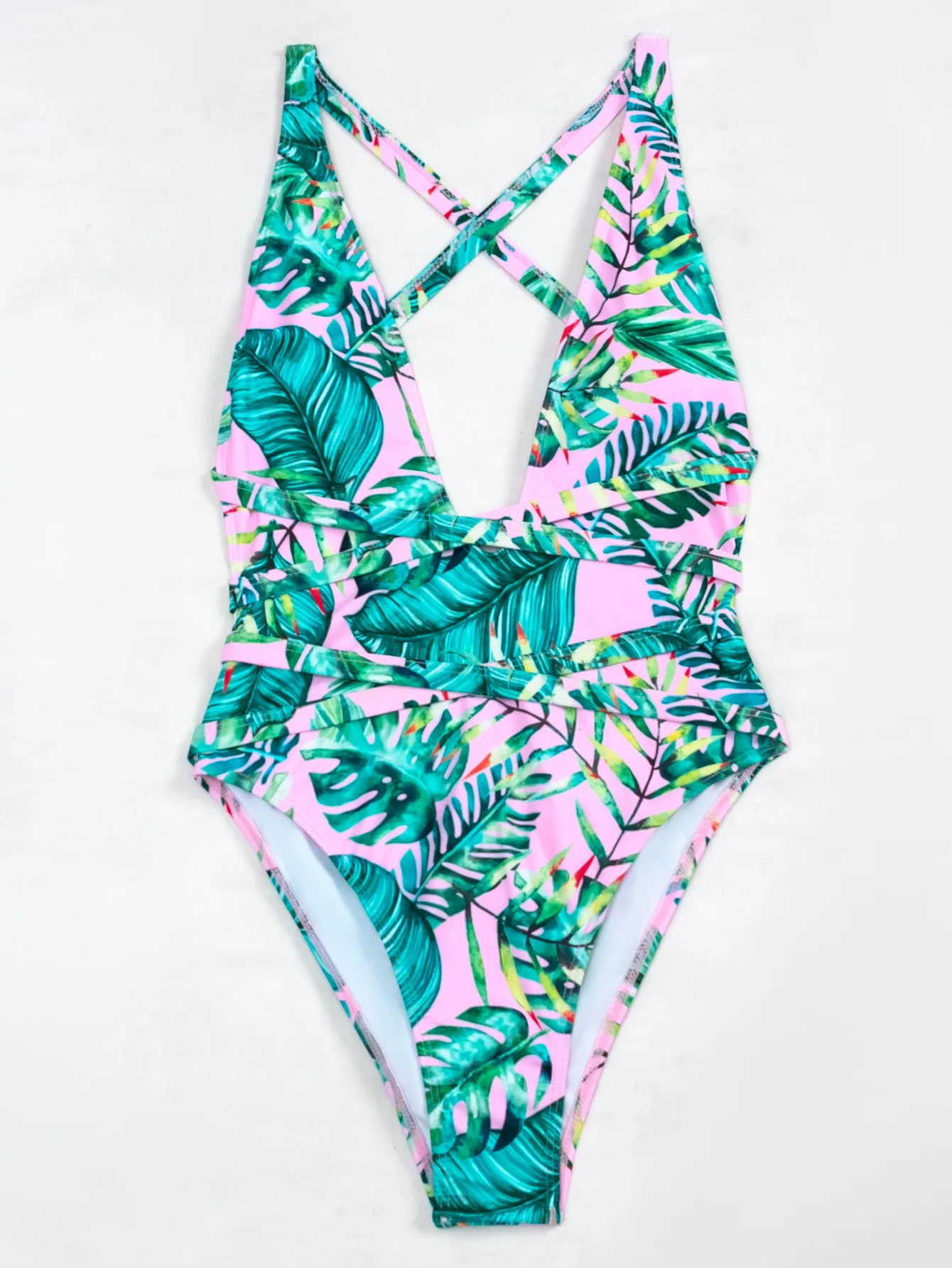 

2021bikini Deep V Bikini Sexy One-piece Printed Swimsuit Women