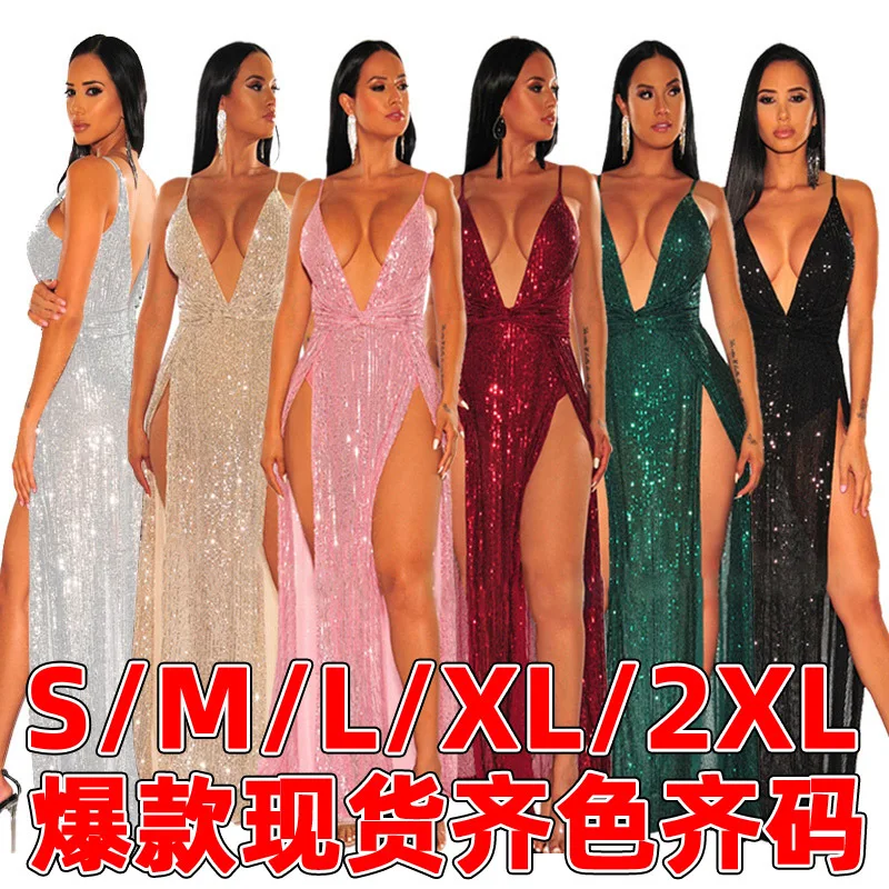 

K9579 популярное весеннее новое платье с v-образным вырезом и блестками на бретельках, сексуальное платье 2020