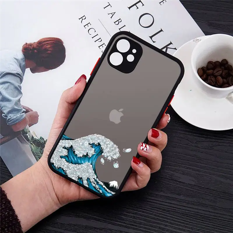 

The Big Wave of kanagawa Phone Cases Matte For iPhone 12 Mini 11 Pro XR XS Max 7 8 Plus X Hard PC Back Cover