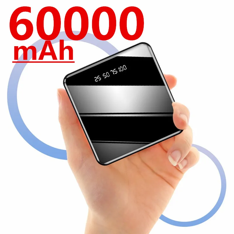 60000 мАч Внешний аккумулятор для всех смартфонов мини внешний Pover Bank зарядное