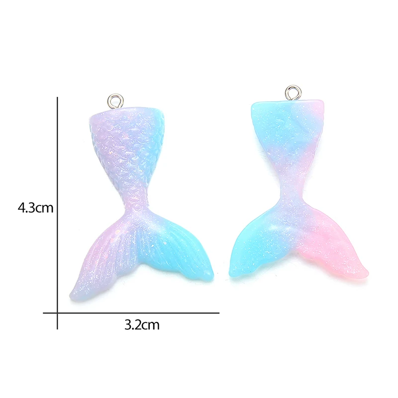 10 шт. Разноцветные Подвески из смолы с хвостом русалки ручной работы подвесные