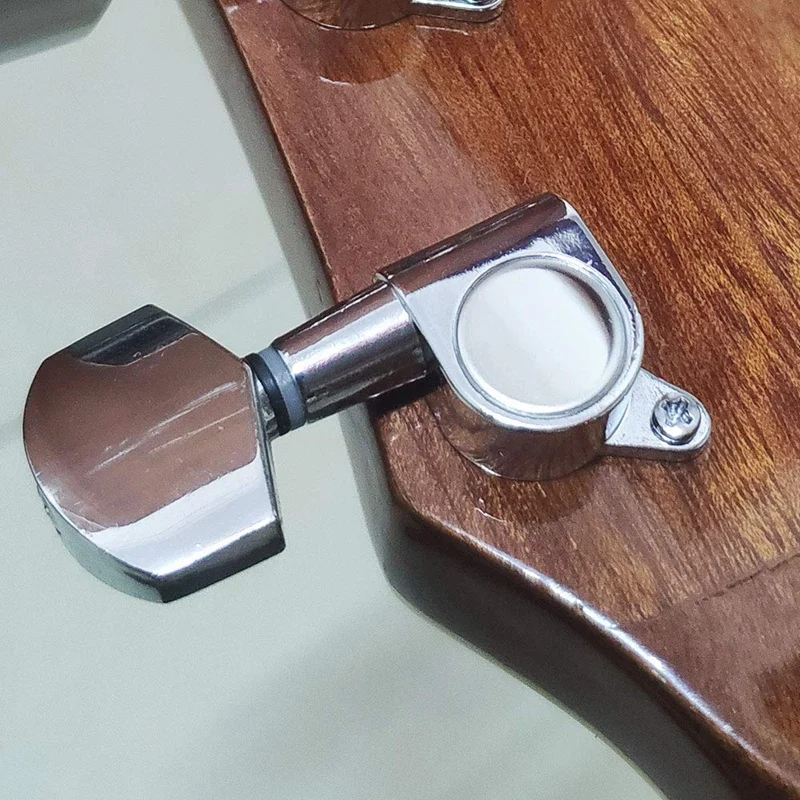 Акустическая гитара Полностью закрытая серебристая металлическая головка из