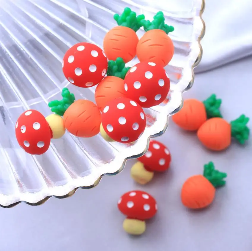 

Resin Simulation Mini 3D Mushroom Carrot Charms Kawaii Fairy Garden Miniatures Food Cabochons Craft For Dollhouse Toy Accessory
