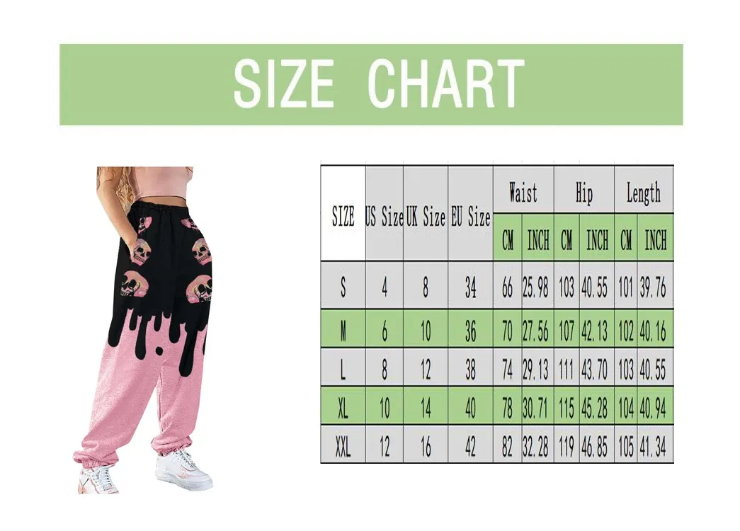 Джоггеры в стиле Харадзюку с принтом черепа черные розовые спортивные брюки