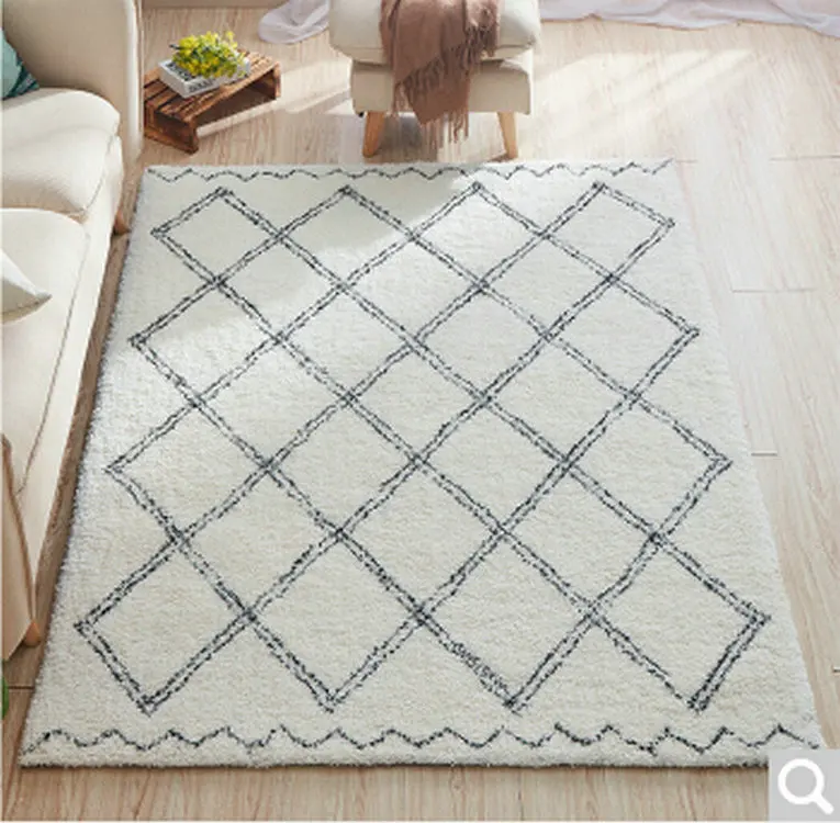 

160*200 Cm Nordic Carpet Modern Minimalist Coffee Table Carpet Moroccan Style Black And White Lattice Bedroom Bay Window Cushion