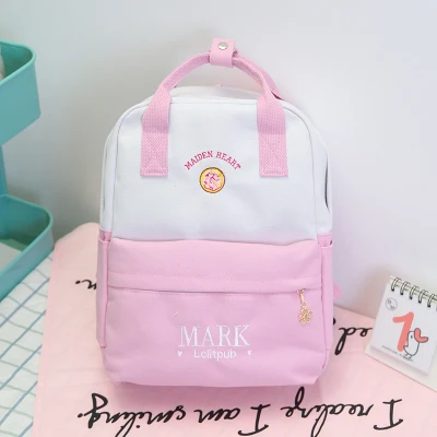 pink Женские рюкзаки из парусины с вышивкой, модная новинка, Женская милая Студенческая сумка, яркие цвета, сумки через плечо для девочек - Цвет: pink