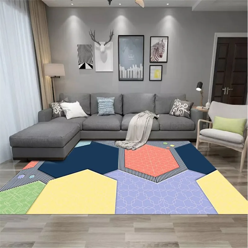 

Geometry Plaid Floor Carpet Living Room Bedroom Bed Hall Juvenile Kid Winter Washable Rug Modern Nordic Home decoration