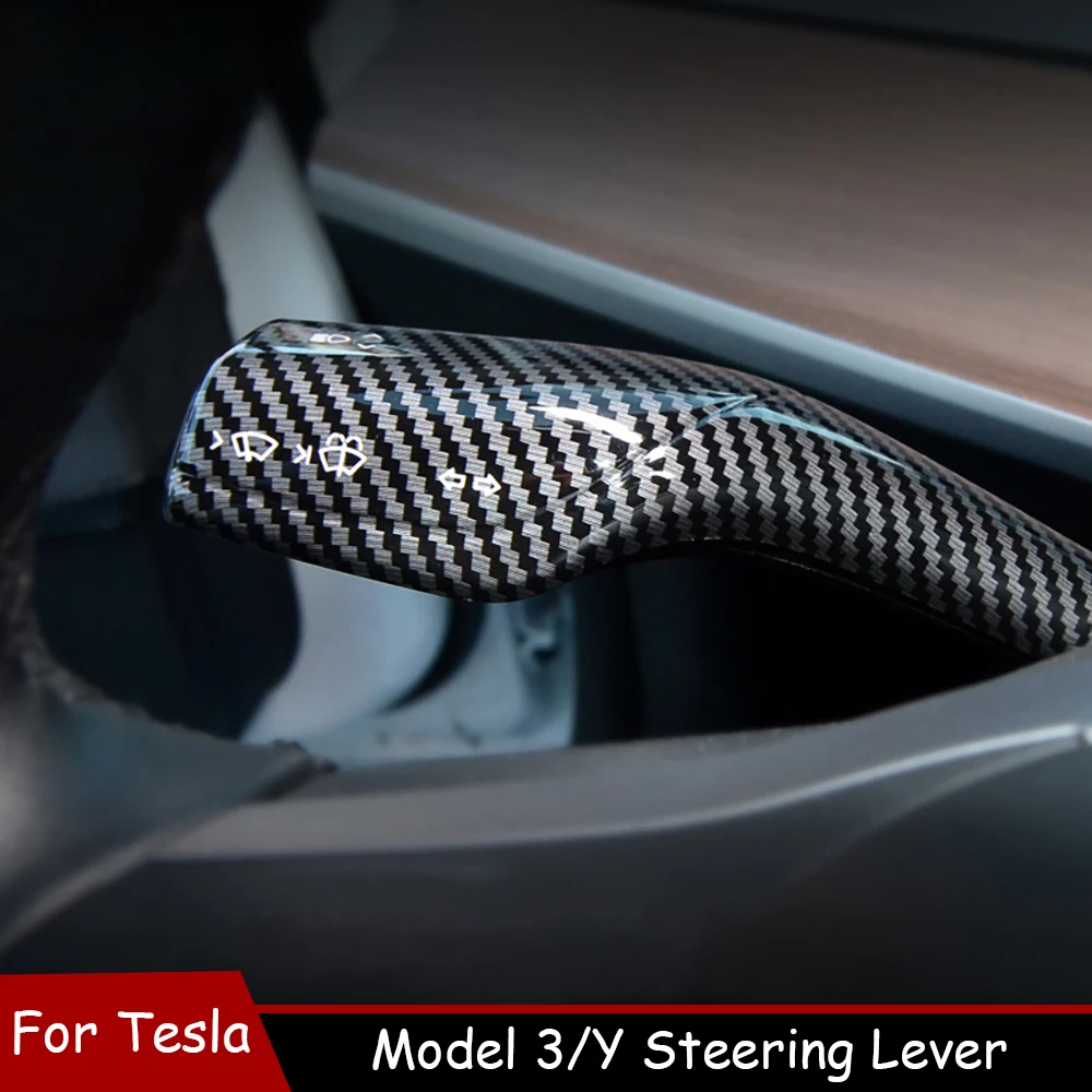 

2Pcs Car Styling Steering Wheel Steering Lever Gear Patch Interior Decor Modification for Tesla Model 3 Three Y Car Accessories