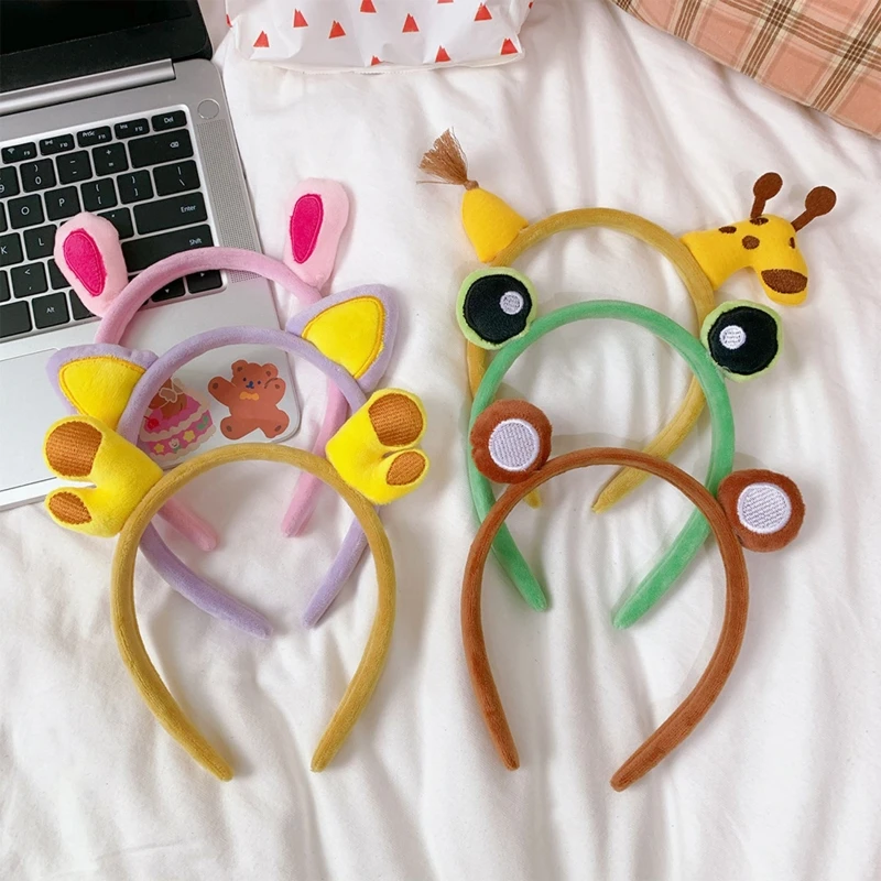 Забавная мультяшная повязка на голову с ушками животных милые глаза лягушки