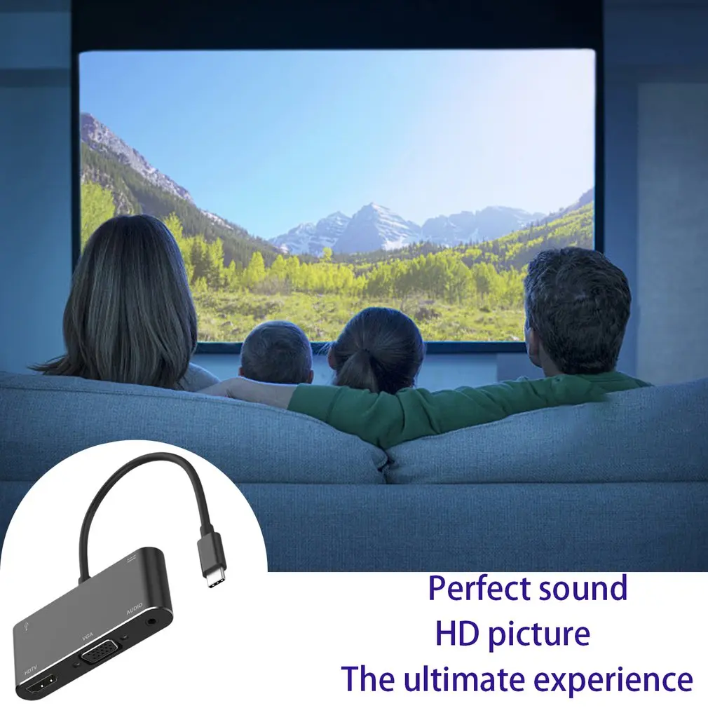 

4K Type-C To HDMI-compatible/VGA/Audio/ Adapter Converter For Laptop Macbook Nintend Switch 5 In 1 USB C To Adapter R30