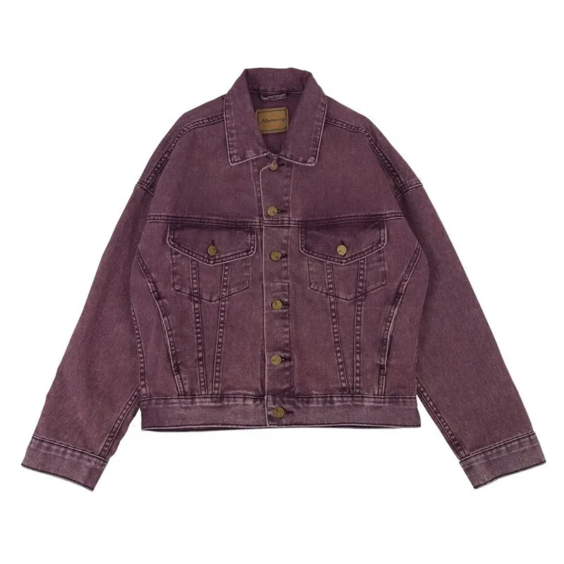 

Harajuku Spring Denim Jacket 2021 Women Big size Vintage Purple Jeans Jackets Female Ladies Casual Basics Coat Women Streetwear