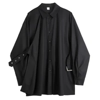 2022 summer gothic blouse women black harajuku oversize long sleeve single breasted loose punk streetwear goth shirts female top