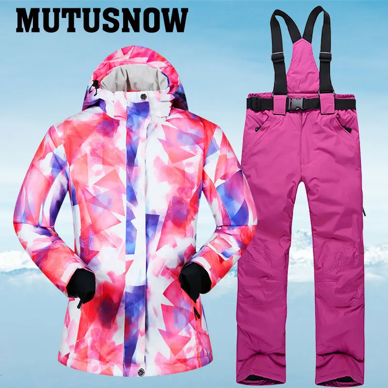 Лыжный костюм женский брендовый теплый лыжная куртка и брюки теплые