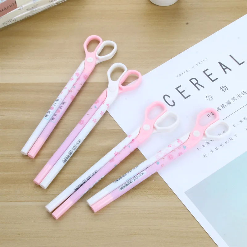 

24pcs factory direct sales creative new cute lazy penalty copy book conjoined pen scissors neutral pen students learn stationery