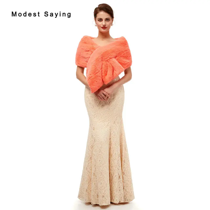 Элегантные оранжевые шали из искусственного меха для вечеринки Новое