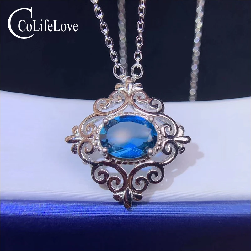 

CoLife Jewelry 925 Sterling Silver Topaz Jewelry 1ct 6*8mm Natural Topaz Pendant Vintage Silver Topaz Necklace Pendant
