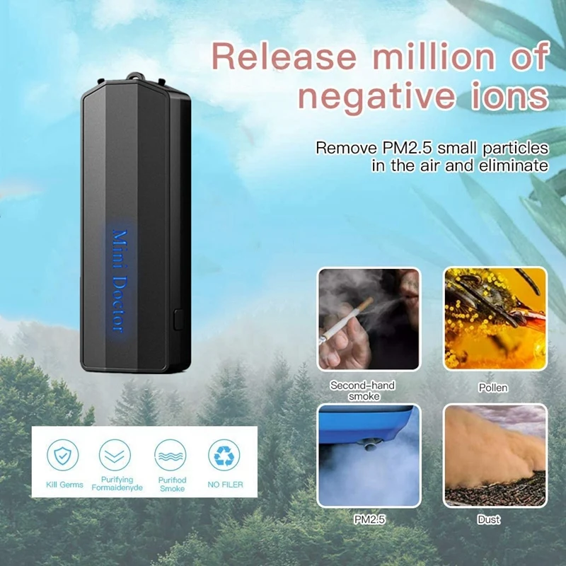 Персональный переносной очиститель воздуха ожерелье USB мини портативный