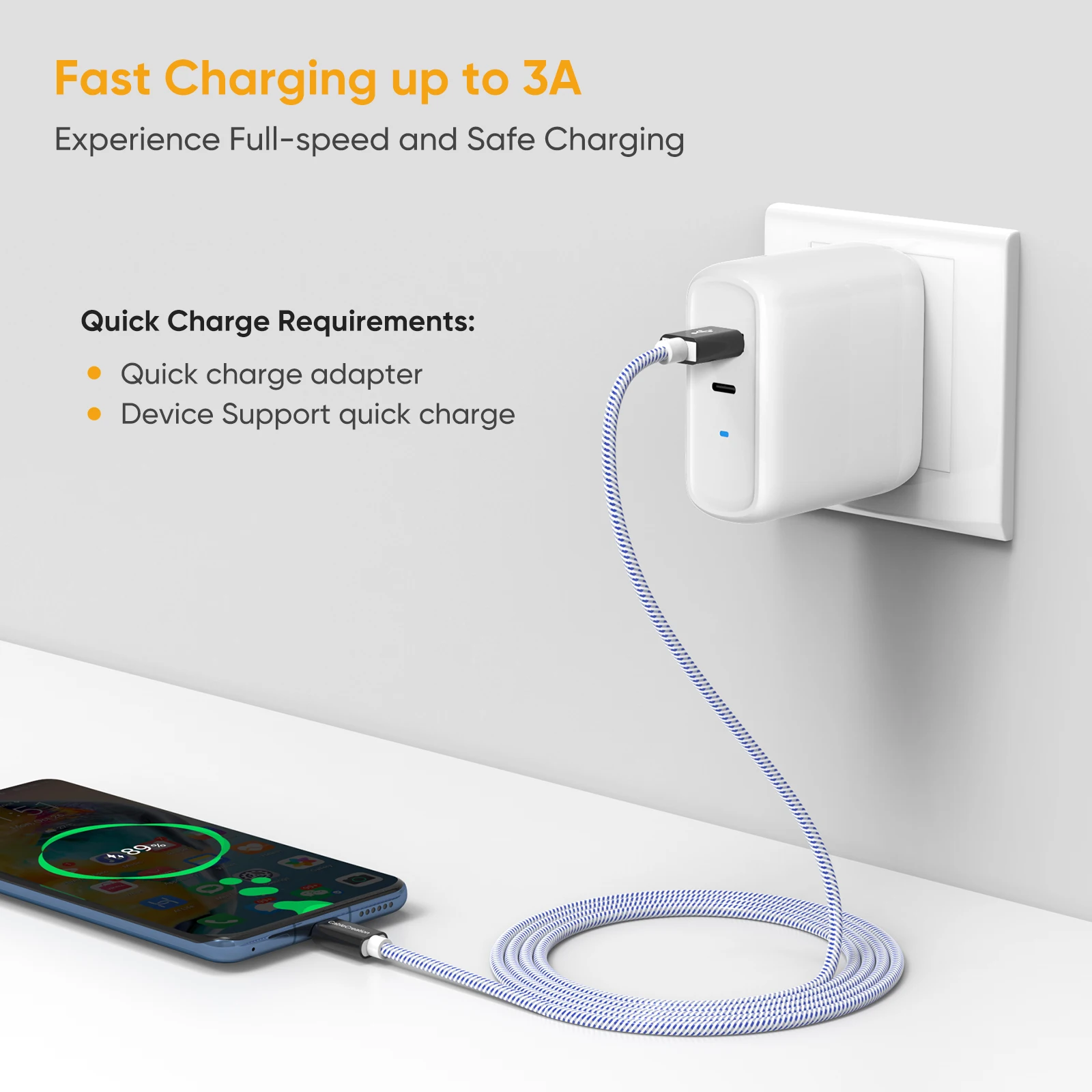 Кабель USB-C Cablecreation для Samsung S20 S21 Xiaomi 480 Мбит/с мобильный телефон | Электроника