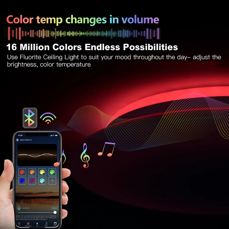 $36.59 MARPOU RGB Ceiling Lamp Remote APP Voice control Dimmable With Alexa/Google LED Smart Ceiling Lights For Living room decoration