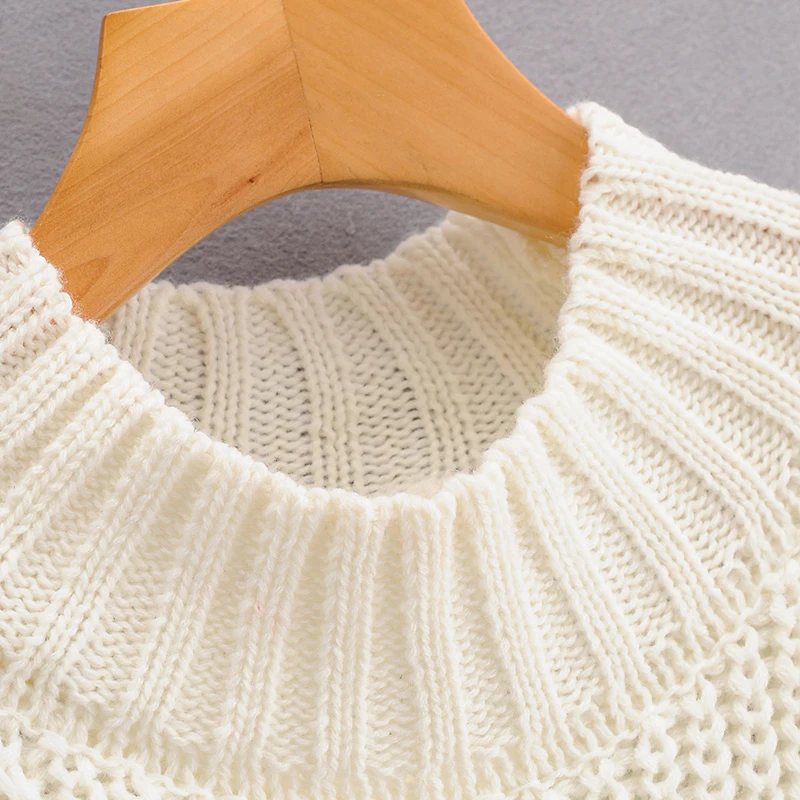 ZA 2020 Women Autumn Winter pure white Sweater O-Neck Thicken Girl Long Sleeve Casual Loose Knit Pullovers | Женская одежда