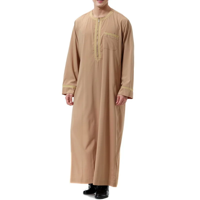 Новое поступление, солидное мужское мусульманское Макси-платье Saudi thebe, мусульманское платье abaya jilbaba, Дубай, для любого случая, осеннее платье jubba thebe