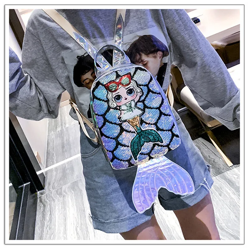 2019 Новый женский рюкзак с пайетками для девочек милый студента Школьный Рюкзак