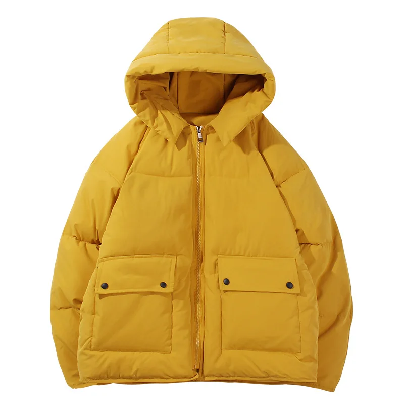 

New Men Parka Jackets Warm Thick Casual Solid Color Hooded Outwear Coats Male Windproof Zipper Parka Down Overcoat Cotton-Padded