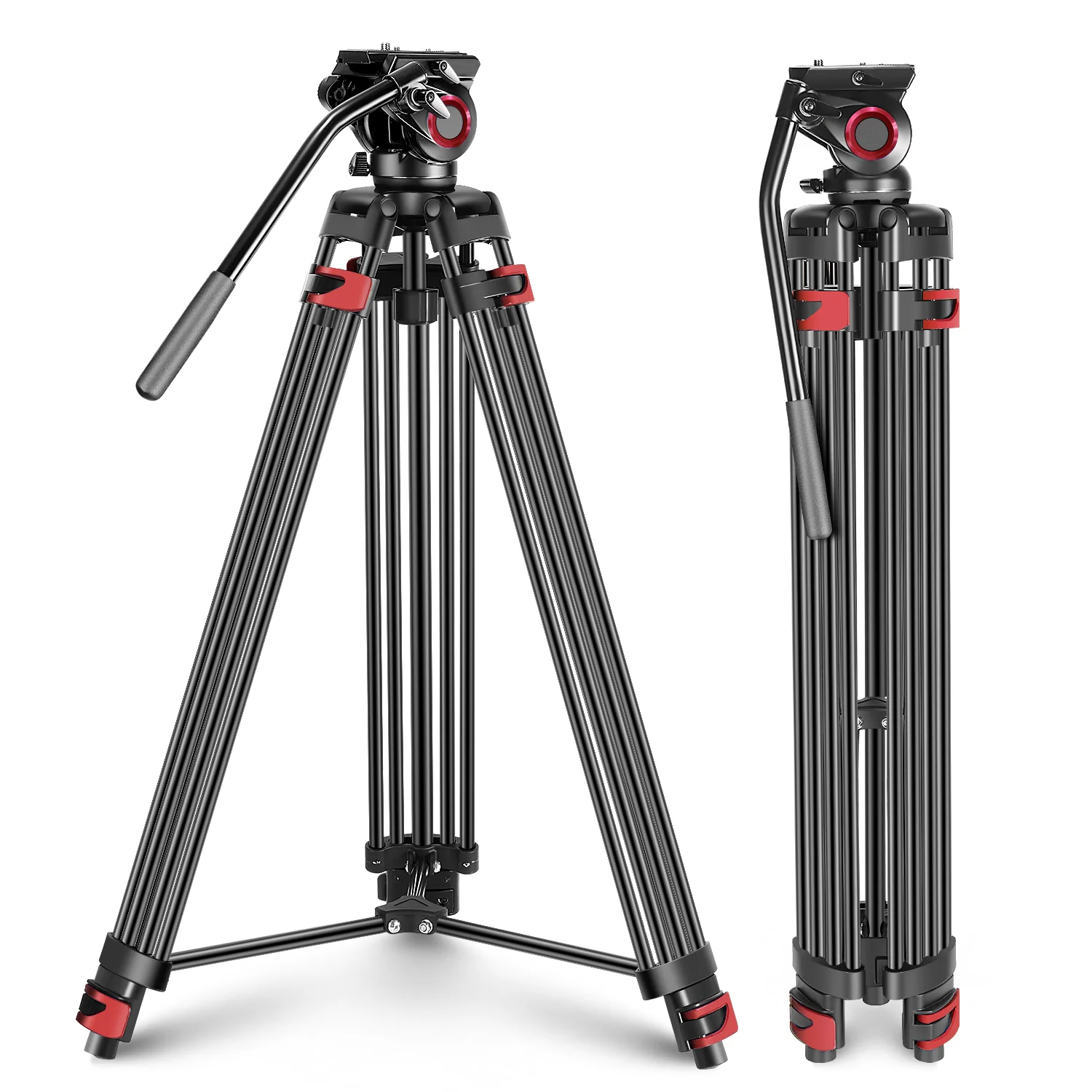 

Neewer Professional Heavy Duty Video Tripod 77 inches Aluminum Alloy + 360 Degree Fluid Drag Head, Quick Shoe Plate/Bubble level