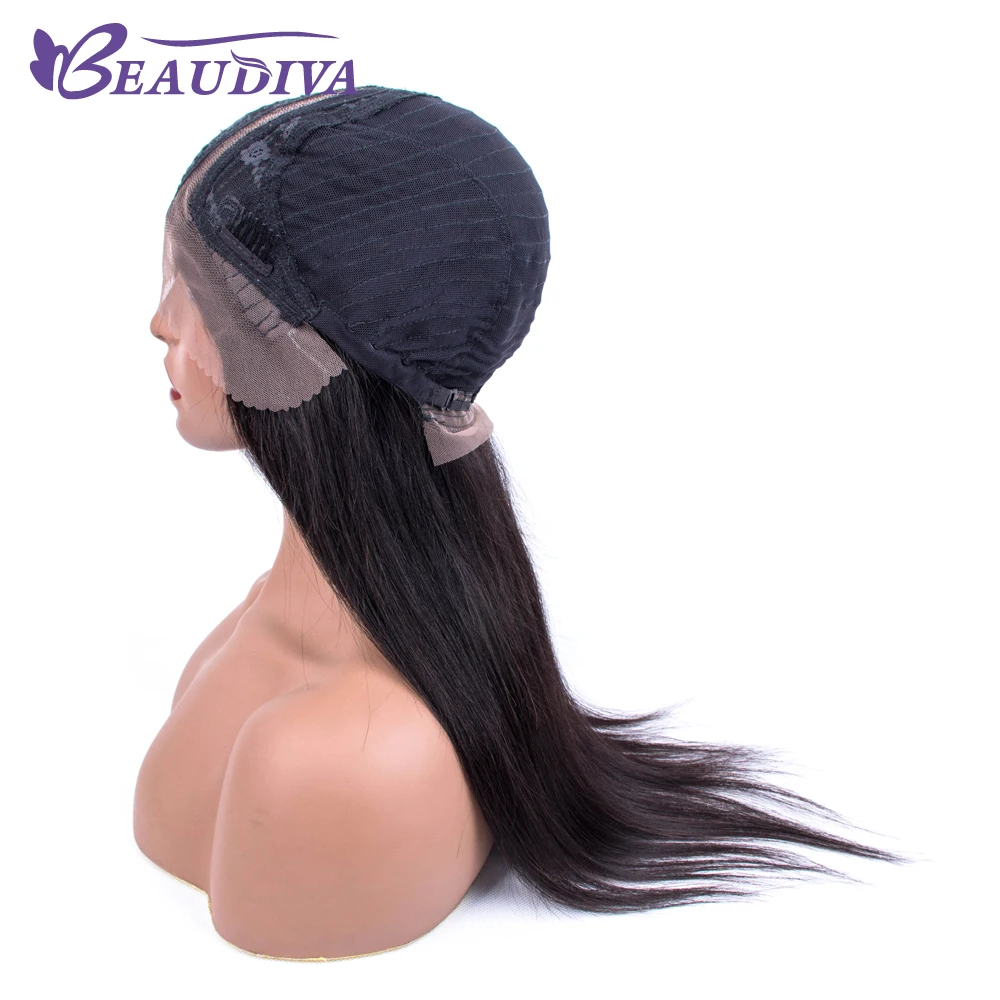 Brazilian Side Part Lace Wig Straight Human Hair Wigs For Black Women Remy Beaudiva 150% Density Lace Wig with Baby Hair 18inch
