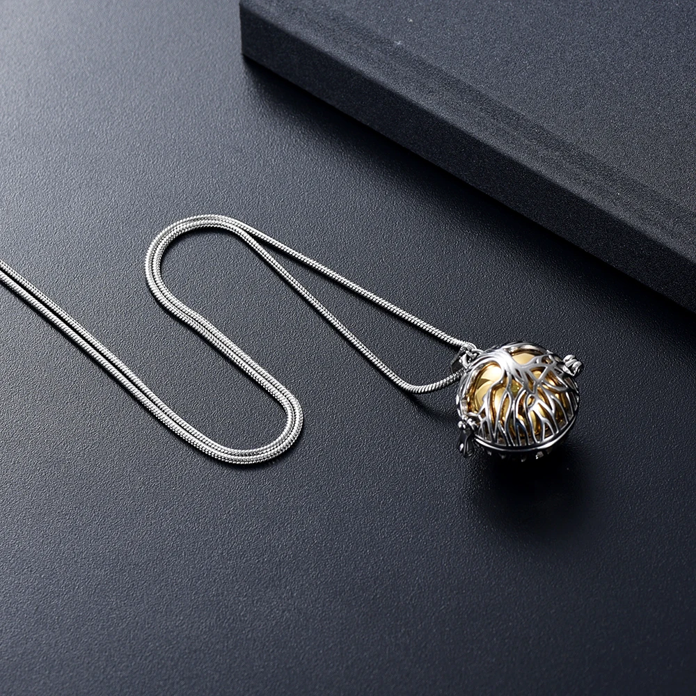 LKJ01 Golden Inner Ball Urn Ashes Holder Keepsake Jewelry Men Women Stainless Steel Cremation Necklace Tree of Life Hollow Cover | Украшения