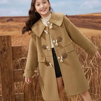 girls woolen coat jacket cotton%c2%a0outwear 2021 green warm thicken plus velvet winter teenager furs school childrens clothes