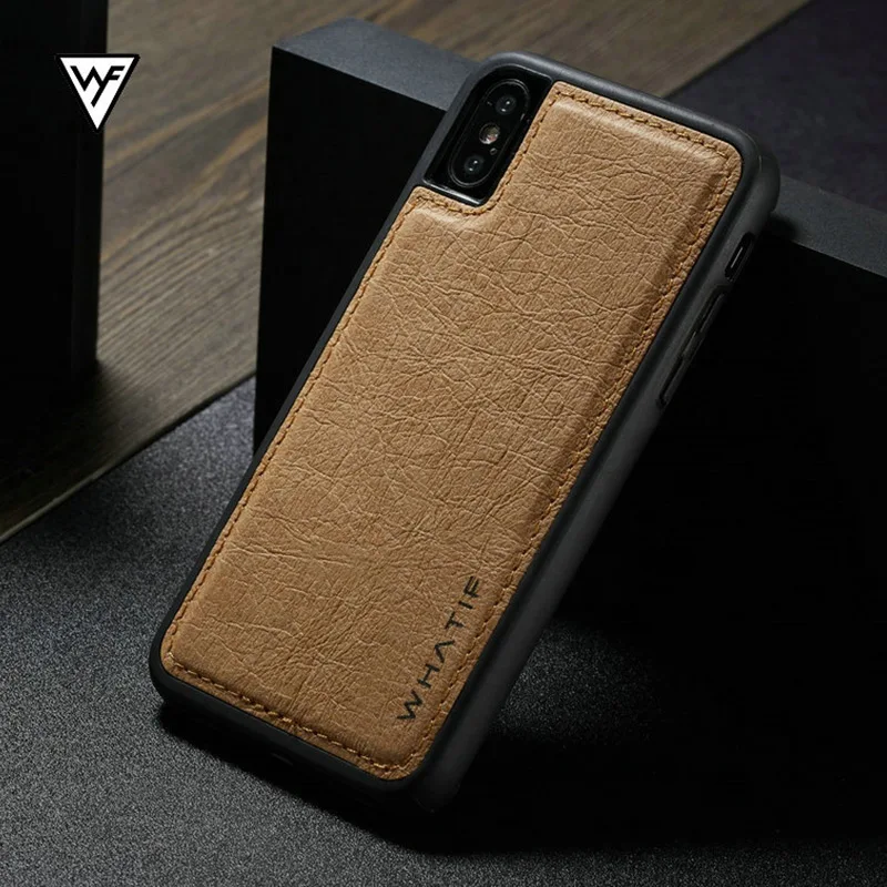 WHATIF для IPhone 8 7 6S Plus X чехол мягкий ТПУ крафт кожаный чехол s для Iphone 11 11Pro X XS Max XR защитный чехол - Цвет: Коричневый