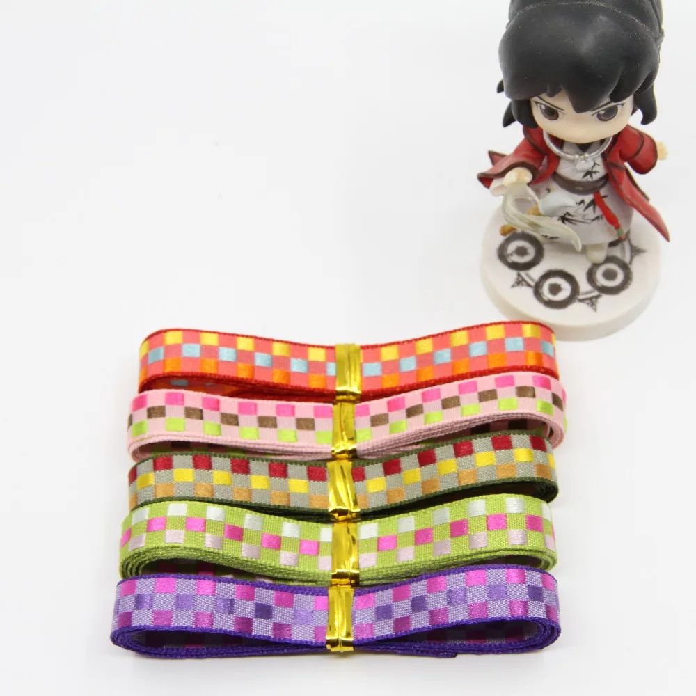 9 мм 10 ярдов/Лот жаккардовая вышивка клетчатая лента бант для волос свадебное