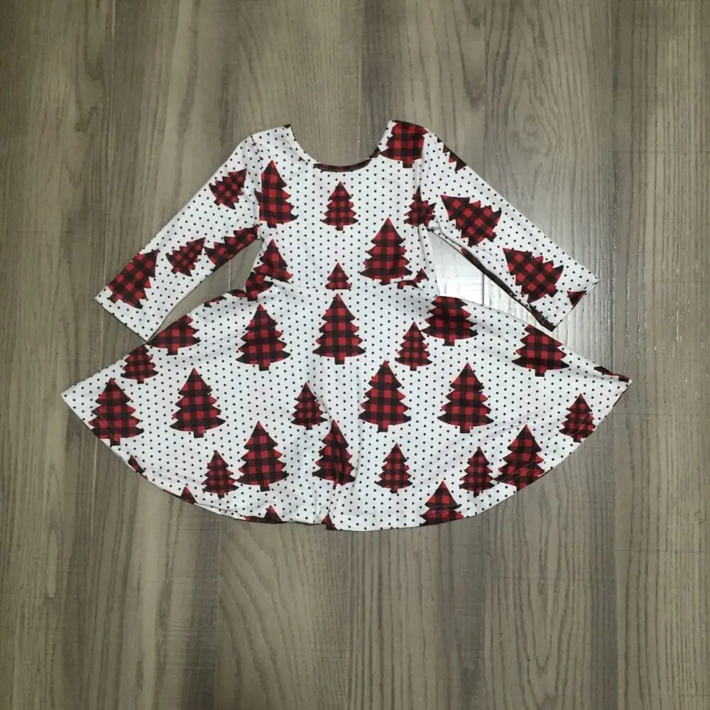 

Girlymax Winter Girls Christmas Tree Print Dress Baby Long Sleeve Dress