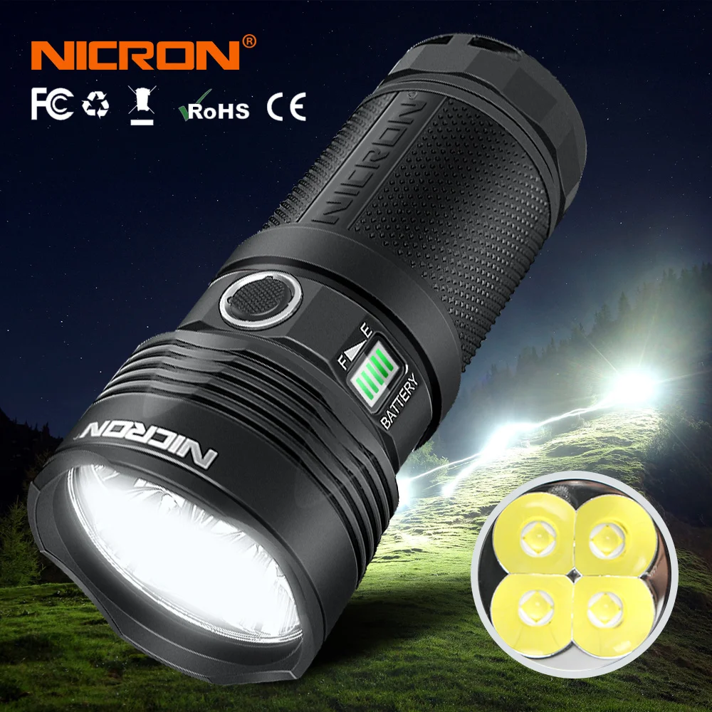 NICRON B400 светодиодный тактический флэш светильник супер яркий 12 лм дальность луча