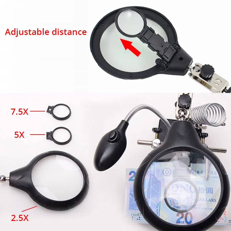 Светодиодный увеличитель Multipower Helping Hand с зажимами для припоя подставка ювелирных