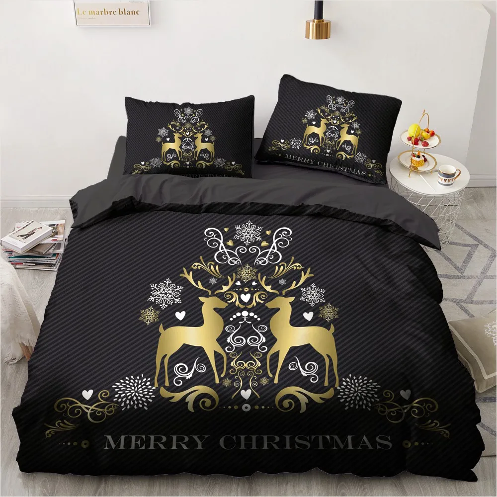 

Classic 3D Duvet cover set Quilt/Comforter cover Pillow case Bedding sets Bed Linen Queen Full Marry Christmas Tree Home textile