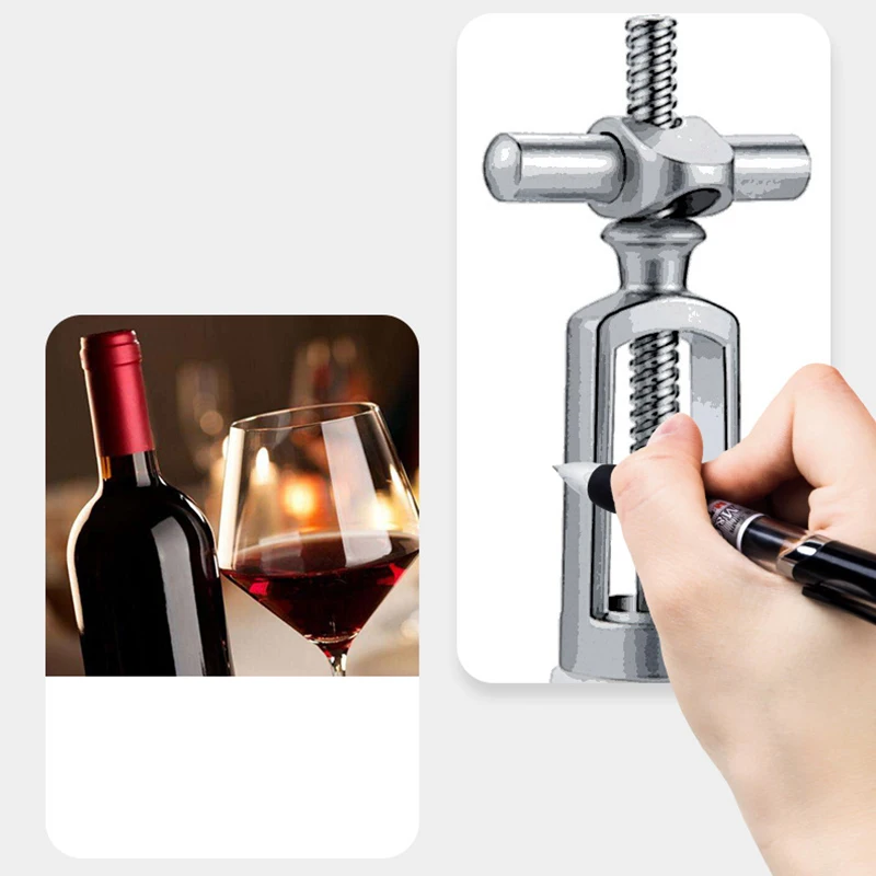 

NHBR 2Pcs Zinc Alloy Wine Bottle Opener Red Corkscrew Leverage Opening Can Cork Puller Remover Champagne Bar Tools
