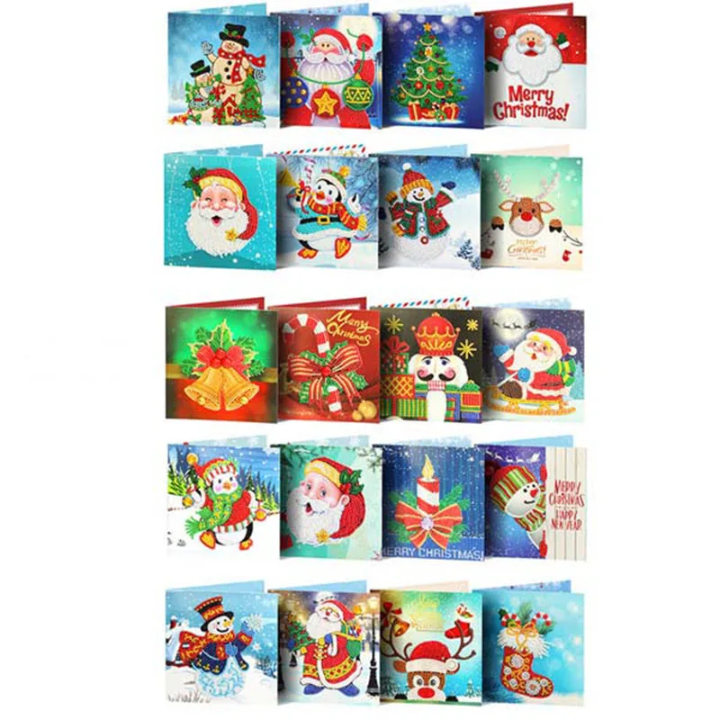 

New 5D Diamond Painting Christmas Cards Diamond Embroidery Santa Claus Greeting Postcards DIY Diamond Mosaic Handmade Gift