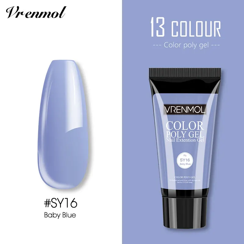 30ml SY16 Vrenmol Poly гель Semic Перманентный не чистый лак верхнее Базовое покрытие гель лак верхнее покрытие Базовое покрытие основа прозрачный гель лак - Цвет: 30ml SY16